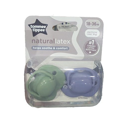 Leather and Kids Tommee Tippee natural latex cherry soother twin pack, 18-36m